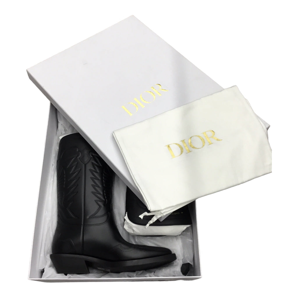 NWB CHRISTIAN DIOR Wind Heeled Black Rubber Boot Shoe Size 39 Designer