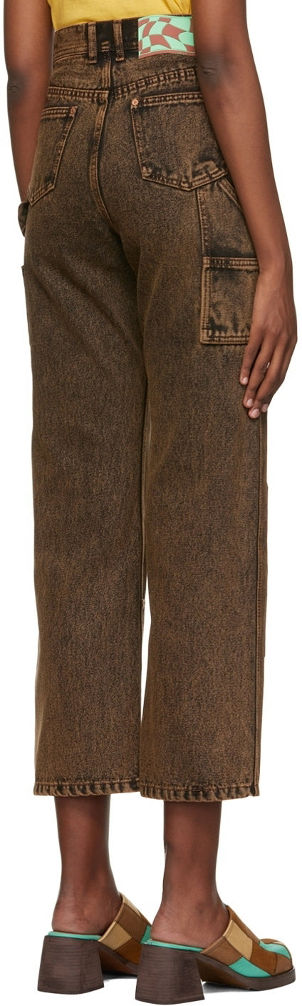 Andersson Bell Orange Brown Bauhaus Patchwork Straight Leg Jeans Wms Sz 28
