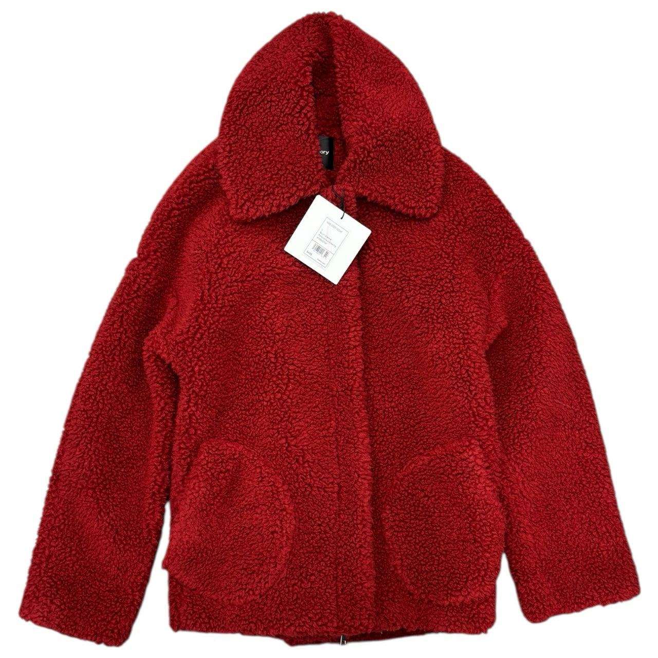 NWT Theory Burnt Sienna Red Fleece Pomona Faux Shearling Coat Sz L