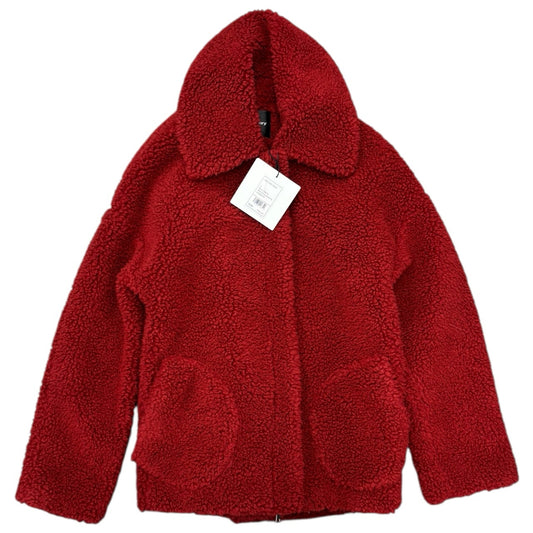 NWT Theory Burnt Sienna Red Fleece Pomona Faux Shearling Coat Sz L