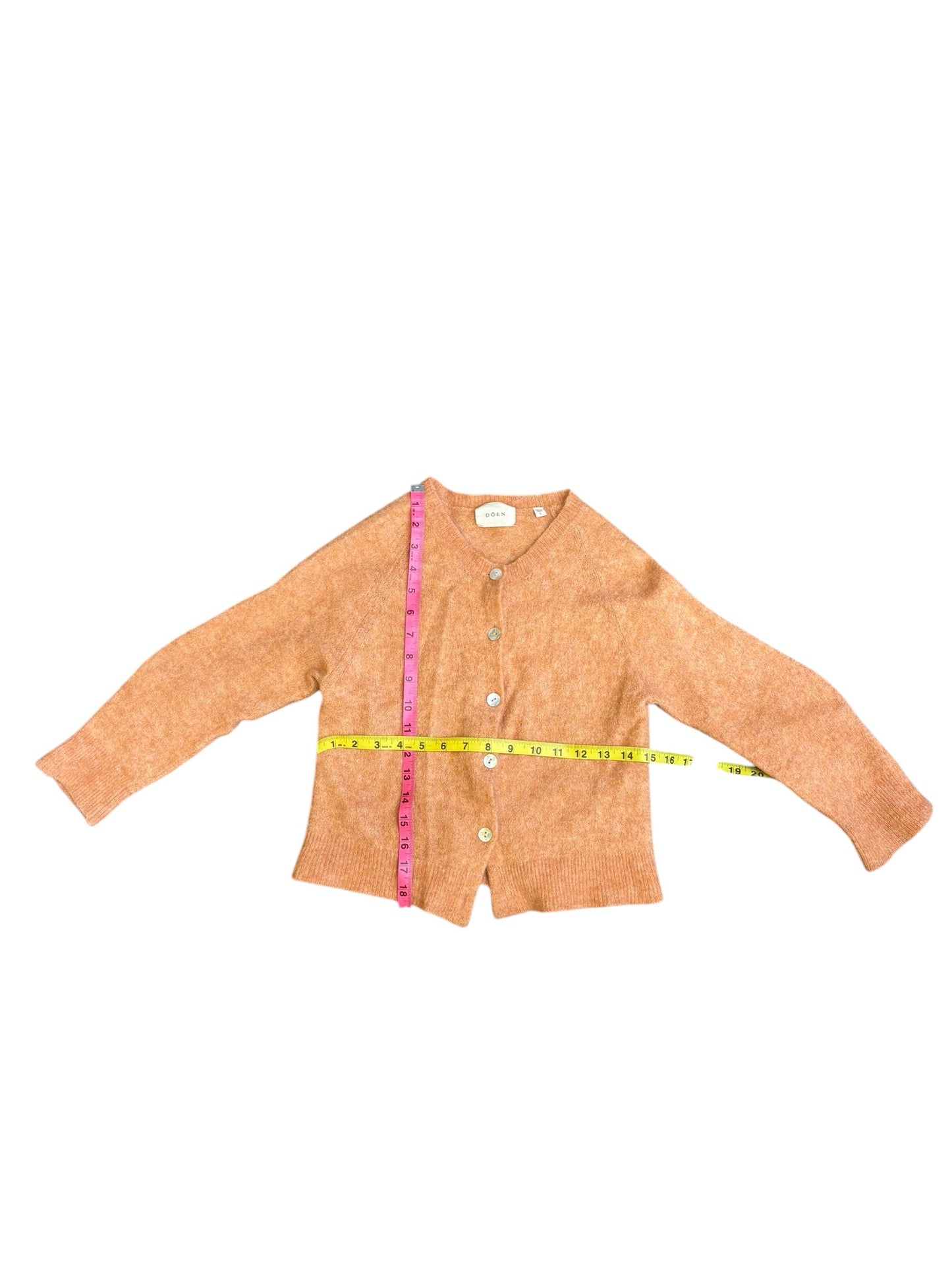 Doen Petra Cardigan Coral Alpaca Merino Wool Blend Crew Neck Shell Buttons Sz L