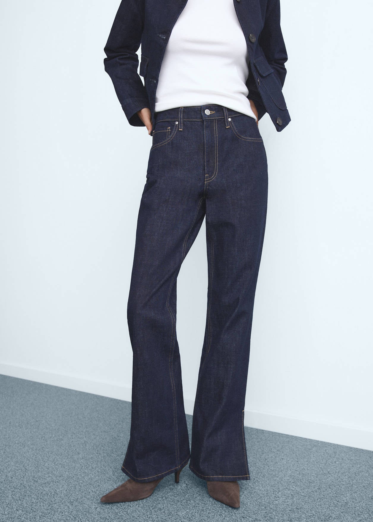Mango Anais Dark Blue Striaght Leg Women Denim Jeans Sz 10 NWT