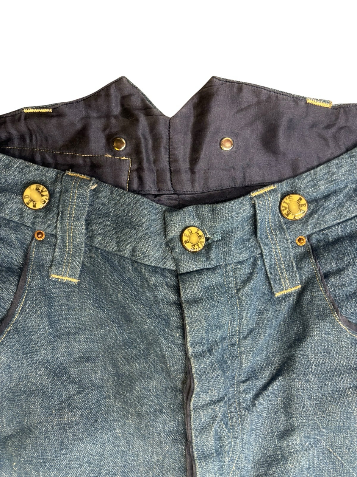 VTG 90s Levi's RED Wide Leg Flared Denim Shorts Culotte Fit Wmns Sample Style