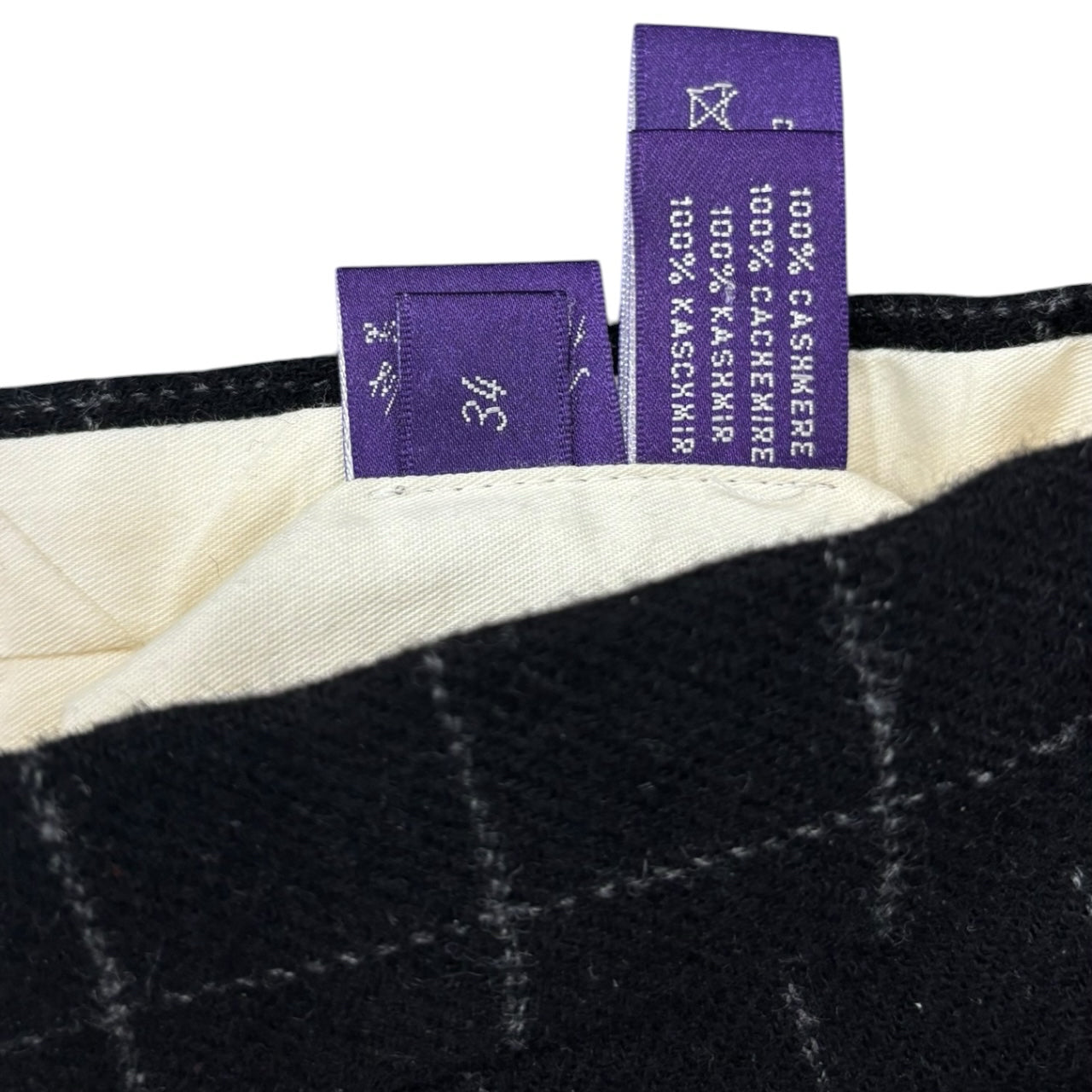 Purpe Label Black Checker 100%  Cashmere Men Pants Sz 34
