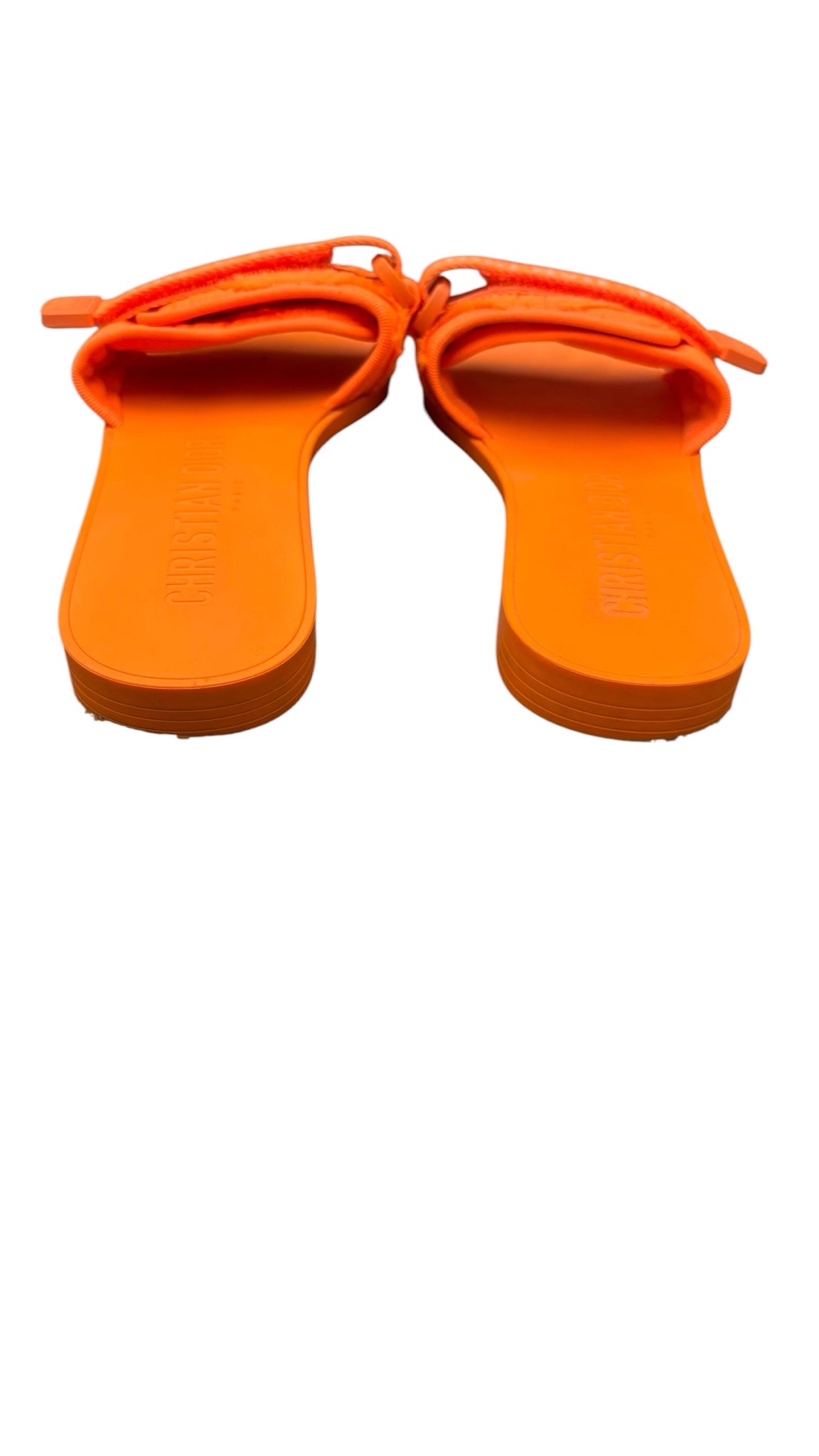 Christian Dior Orange Fluo Revolution Velcro Women Slides Sz 8
