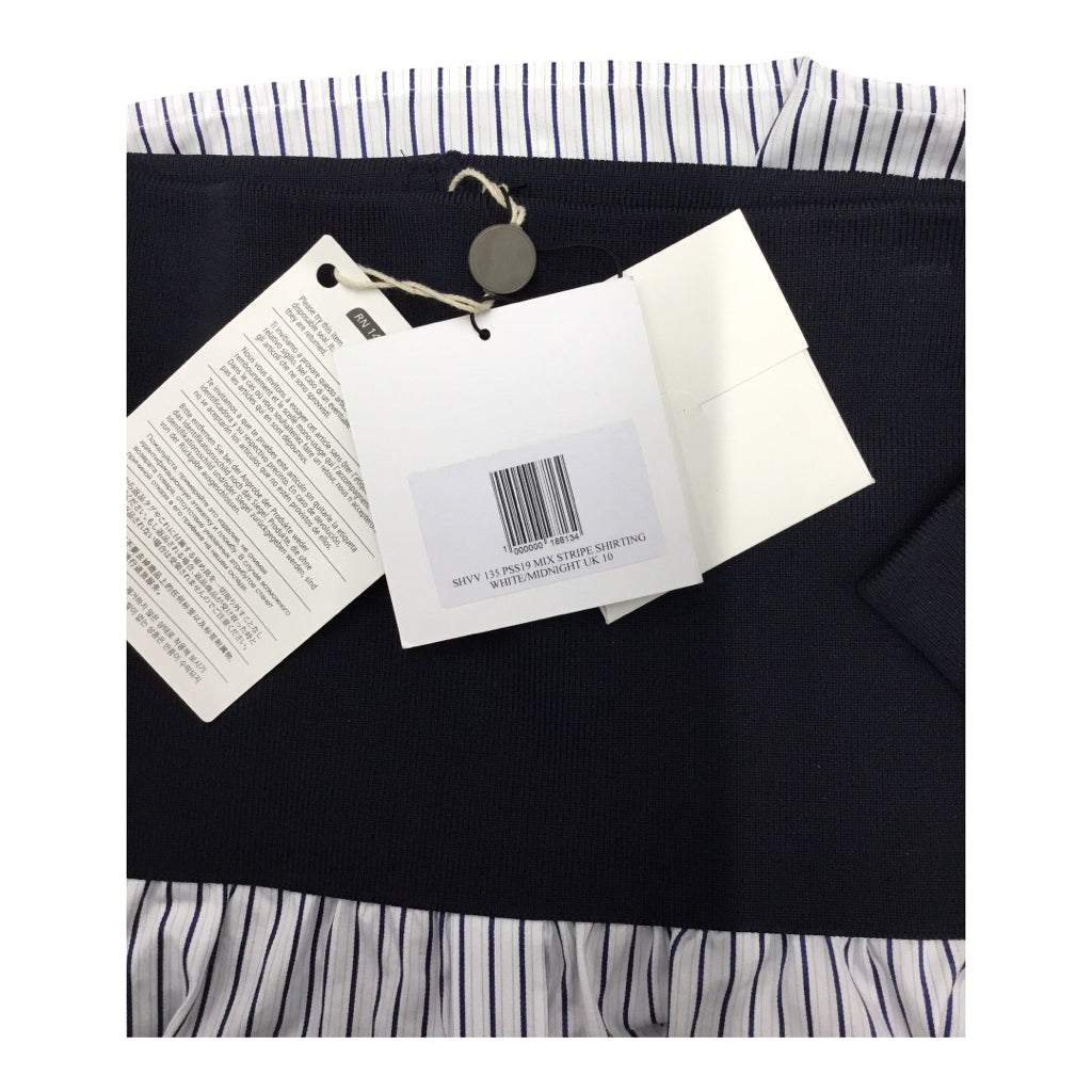 NWT Victoria Beckham Stripped Navy/White Off-Shoulder Cotton Top Wms Sz M