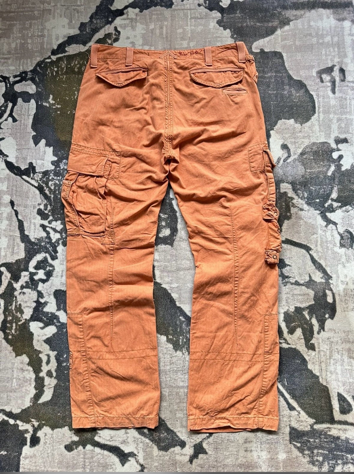 Vtg 90's Polo Ralph Lauren Orange RL-067 Military Bondage Cargo Mns Sz 36 x 30