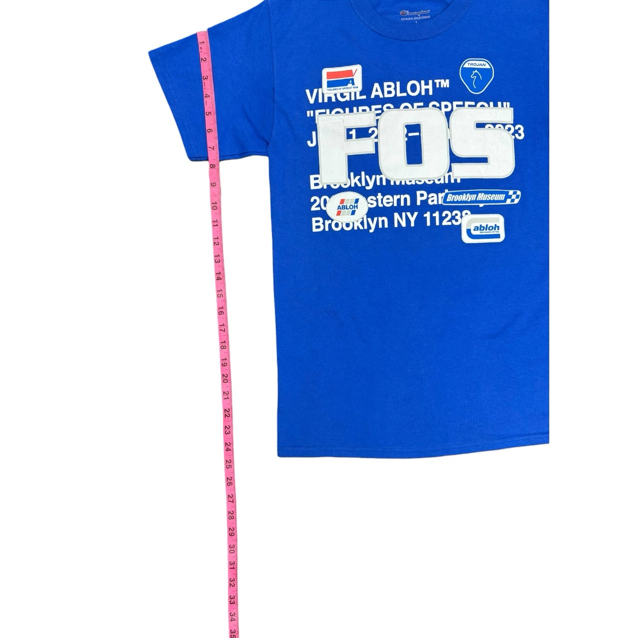 Champion Era Off-White Virgil Abloh FOS Figures of Speech Blue Shirt Sz S