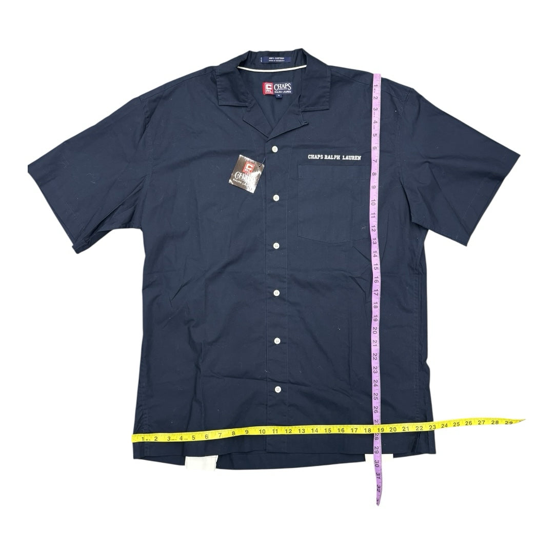 NWT Vintage Chaps Ralph Lauren League Mens  Navy Short Sleeve Button Up Sz M