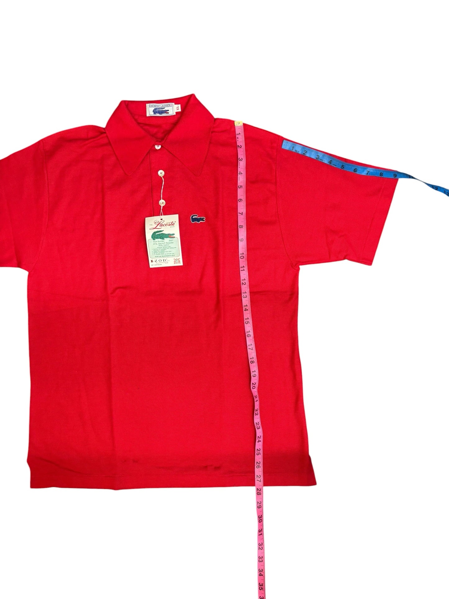 NWT 70s Vintage Izod Chemise Lacoste Red Embroidery Logo Polo Men Sz XL