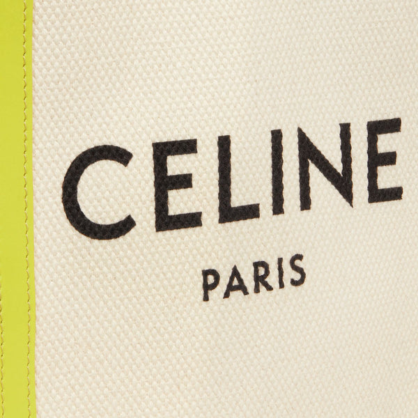 CELINE Mini Vertical Cabas Calfskin Canvas Shoulder Bag Lime Green