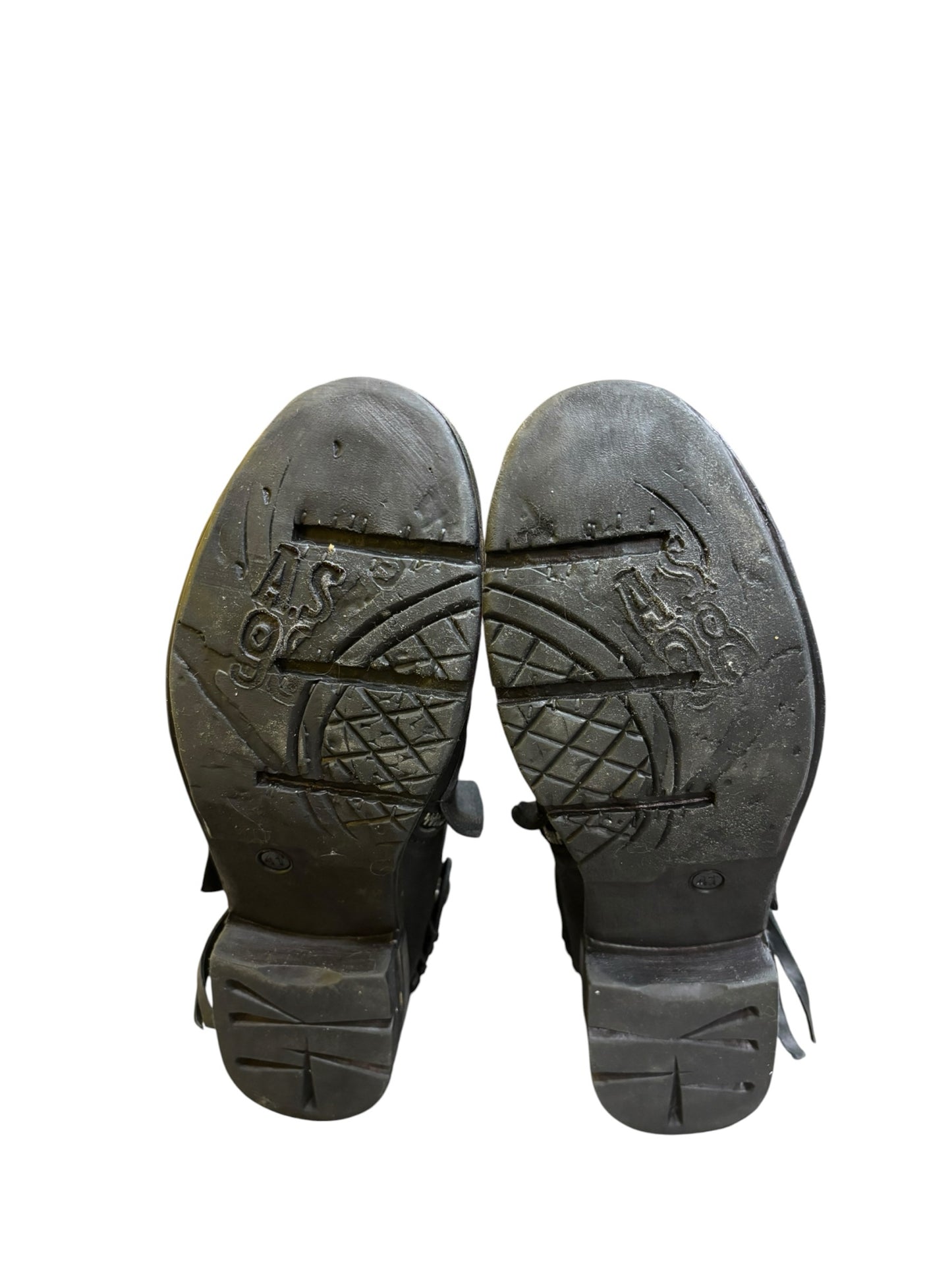 A.S.98 Archibald Black Leather Whipstitch Spur Back Strap Double Zipper Boot