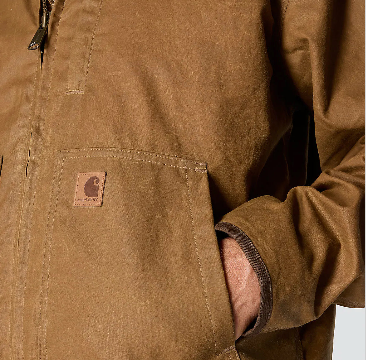 NWT Carhartt Loose Fit Brown Waxed Cotton Active Jacket Men Sz S