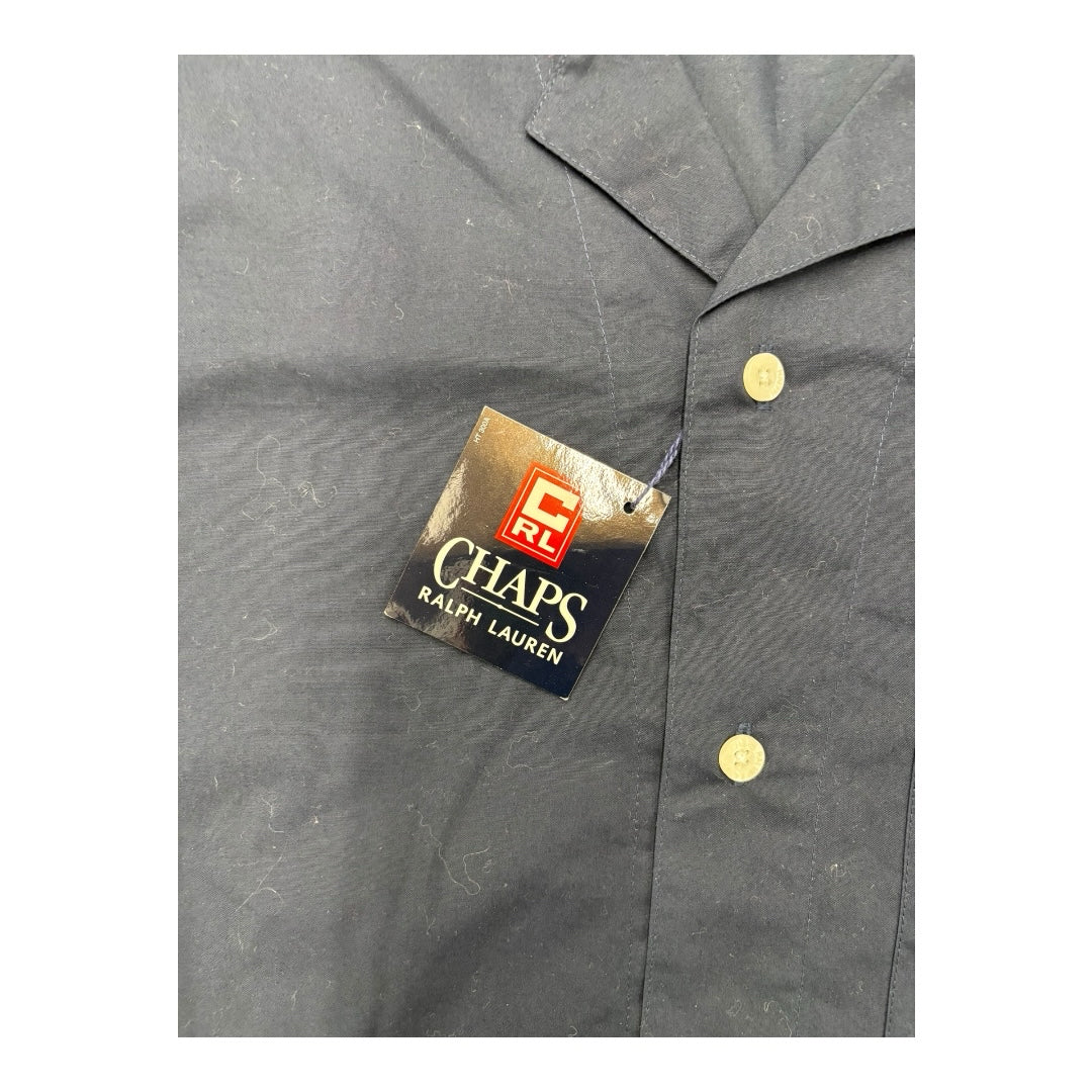 NWT Vintage Chaps Ralph Lauren League Mens  Navy Short Sleeve Button Up Sz M