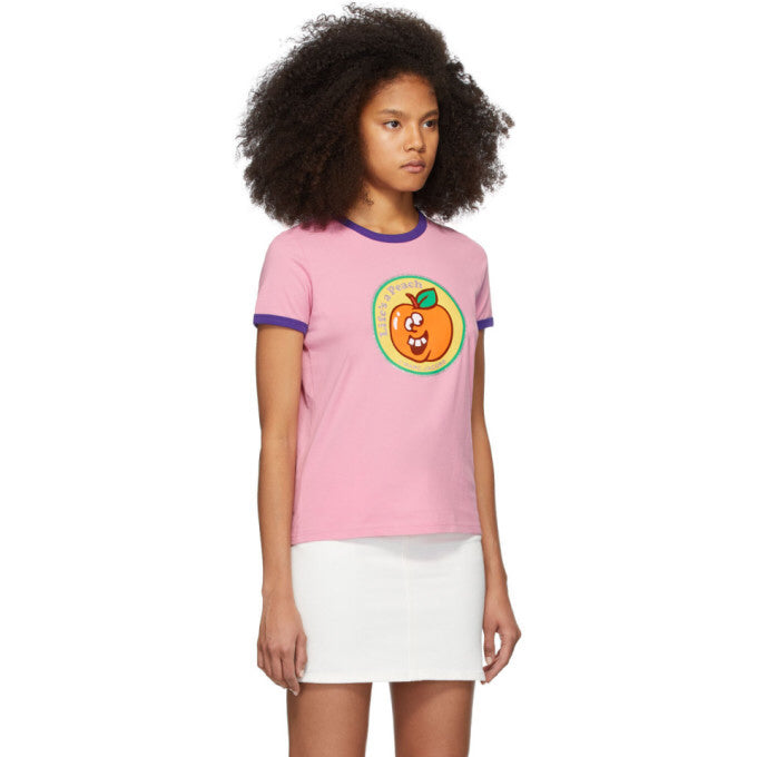 Marc Jacobs Pink The Ringer “Life’s Peach” T-Shirt Wms Sz XS