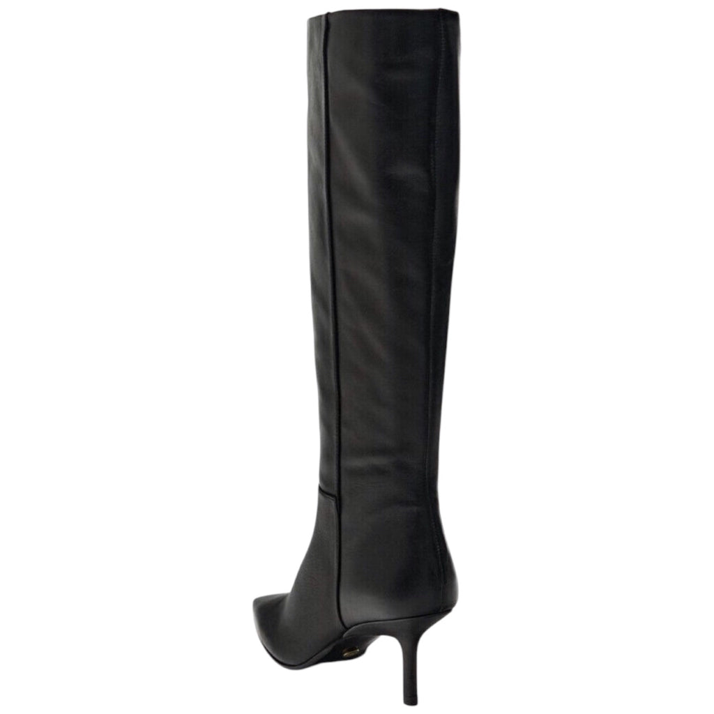 ZARA Y2K Black Leather Kitten Heel Knee High Calf Pointed Toe FW24 Sz 41 NWT