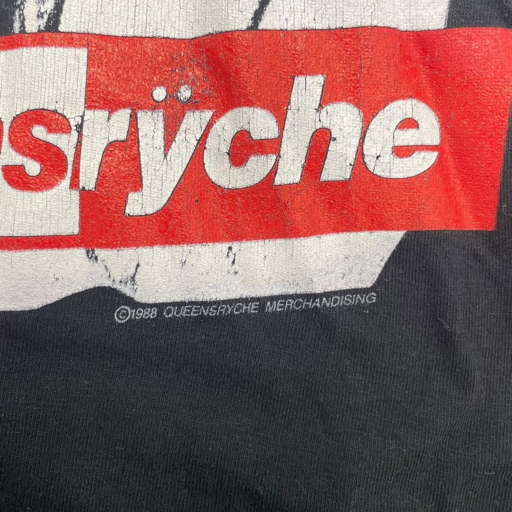 VINTAGE Handtex Made In USA 1988 Queensryche Black Graphic Shirt Men Sz S