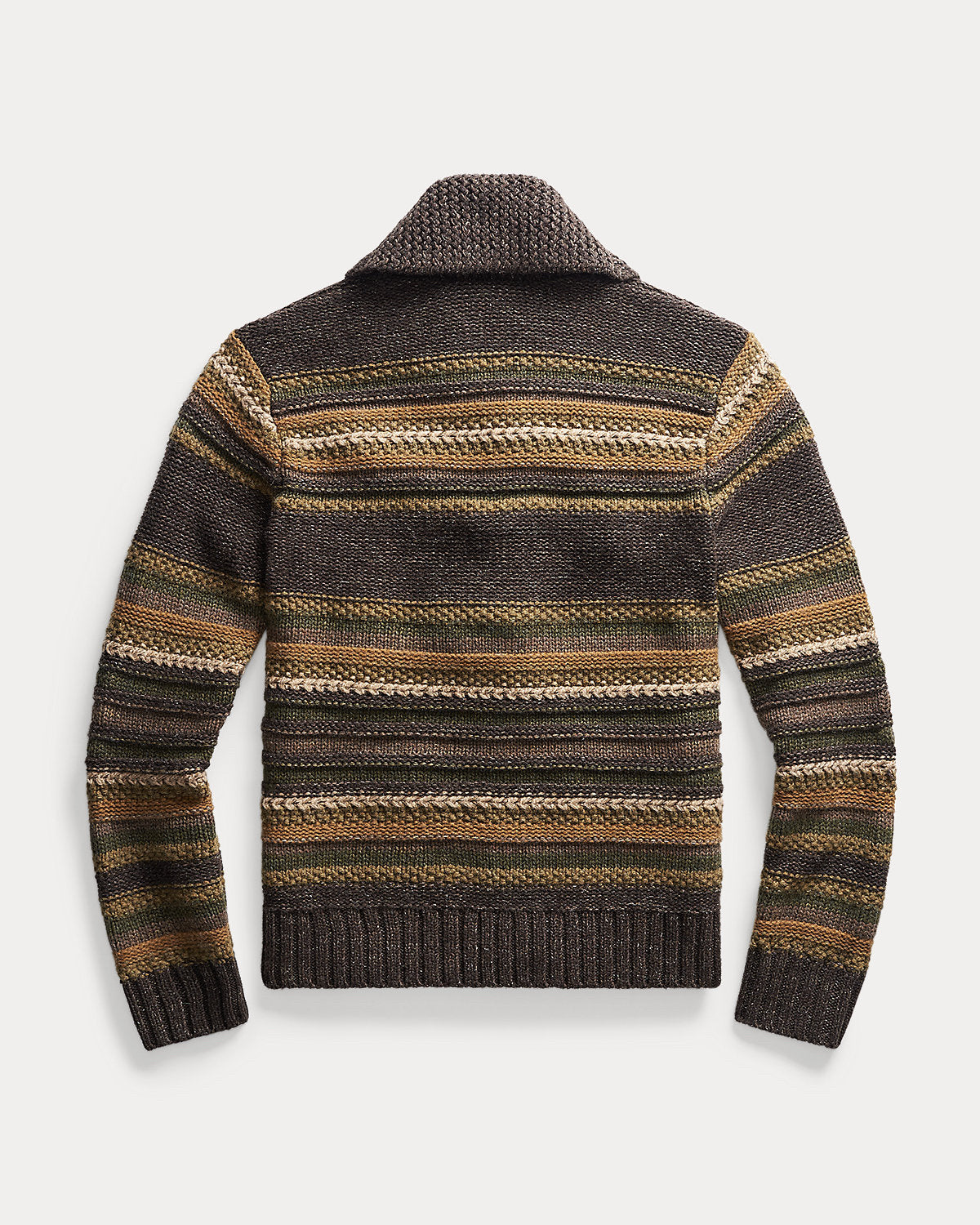 RRL Ralph Lauren Striped Knit Lambswool Wool Linen Silk Men Cardigan Size M