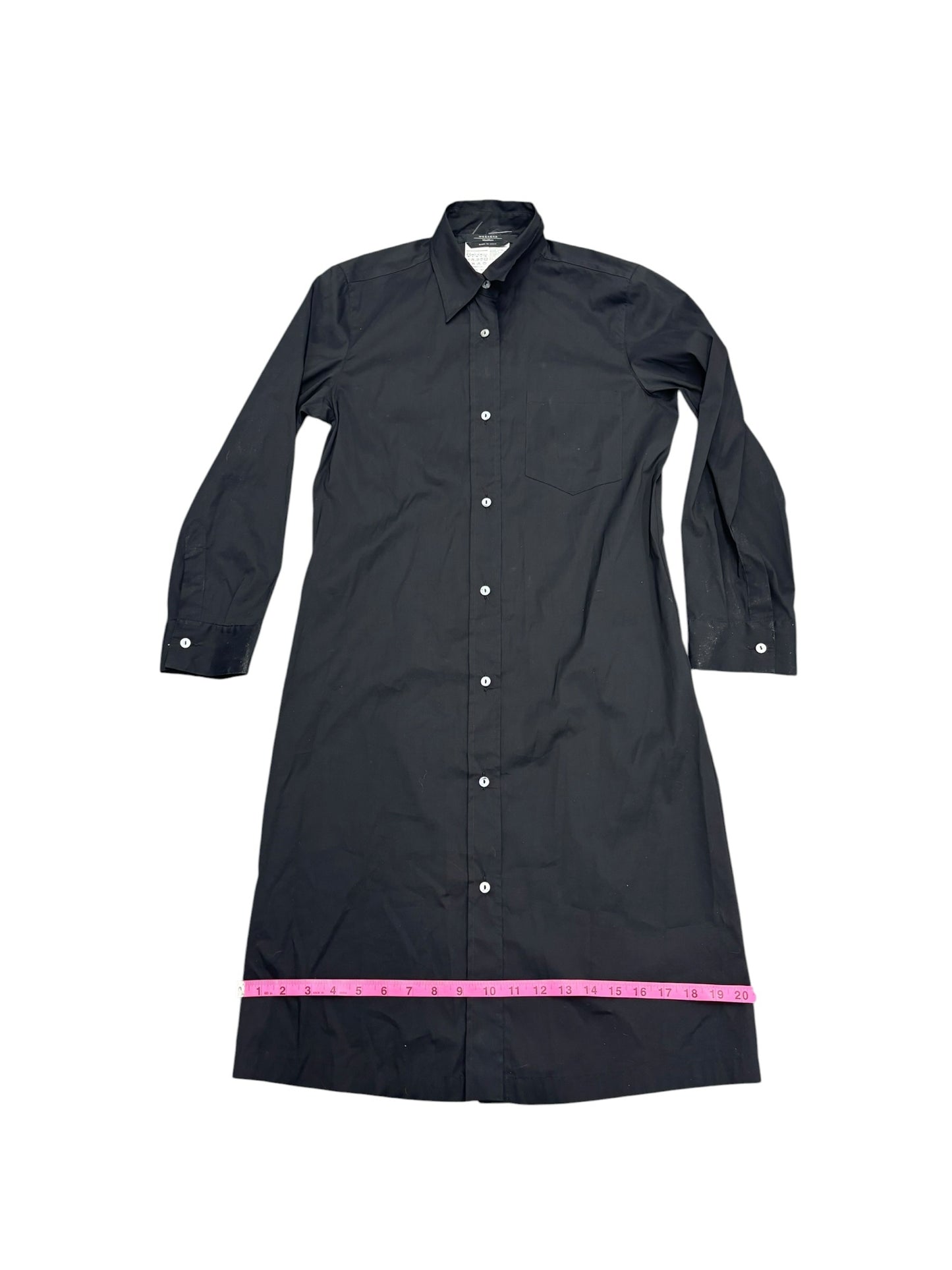 Weekend Max Mara Minimalist Lycra Black Cotton Button Up LS  Shirt Dress Sz 6