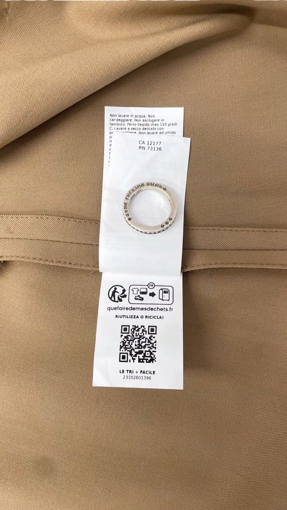 MaxMara Tan Ottico Virgin Wool Trench Women Coat Sz 10