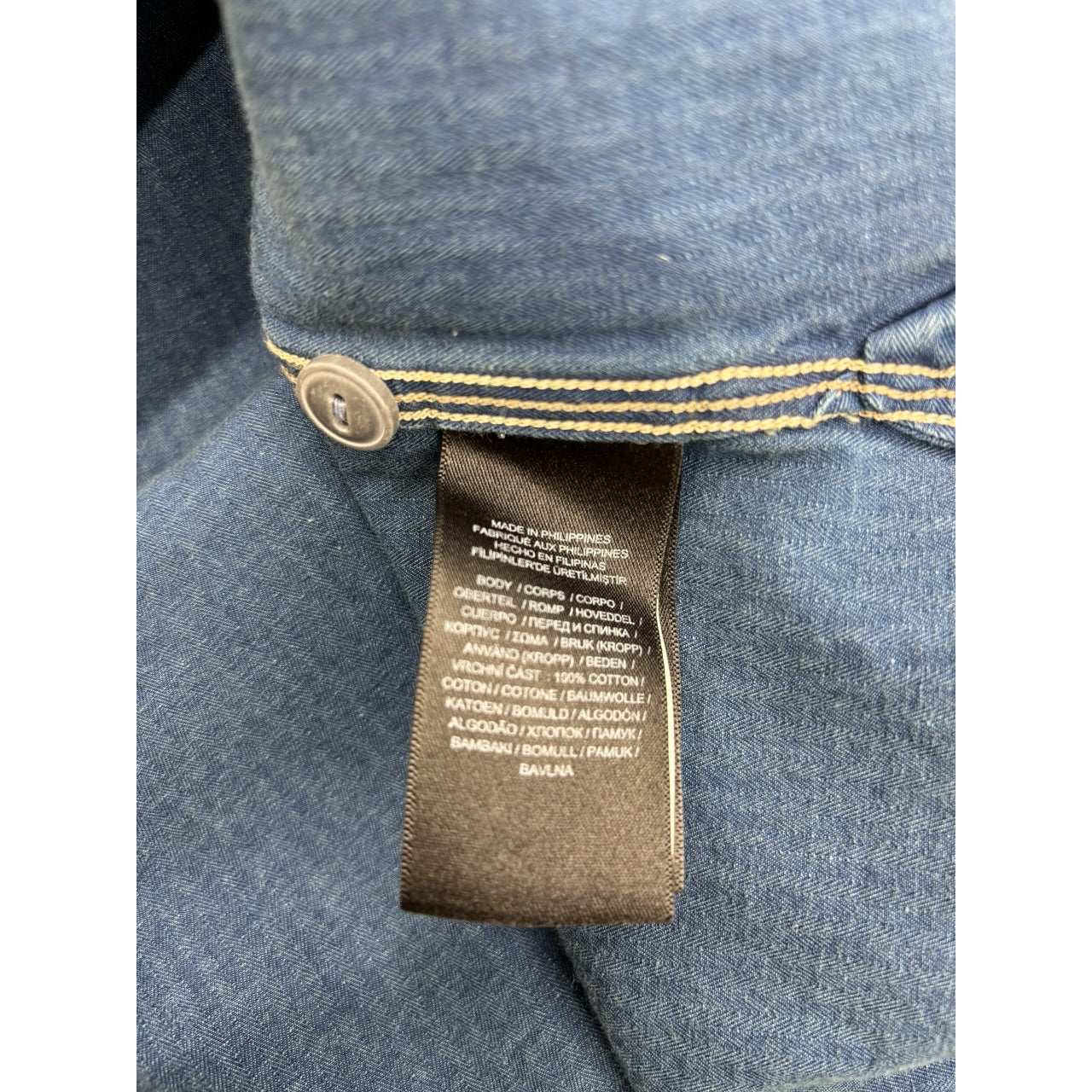 RRL Velvet Denim Pinstripe Fade Wash Blue Button Shirt Sz L