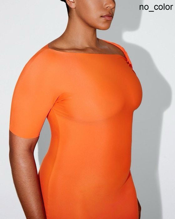 NWT Khy Orange Sleek Stretch Twist Maxi Dress Wmns Sz XL