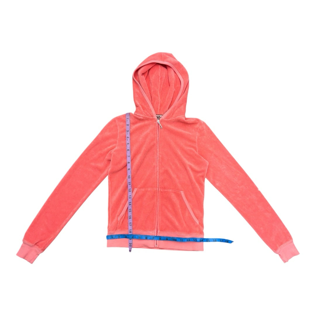 Pink Juicy Couture Vintage Made In USA Velour Zip Up Hoodie Sz M