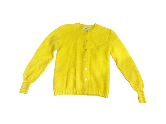 Vintage 50s 60s Garland Sheltie Mist Yellow Cardigan Crew Neck Button Up Sweater
