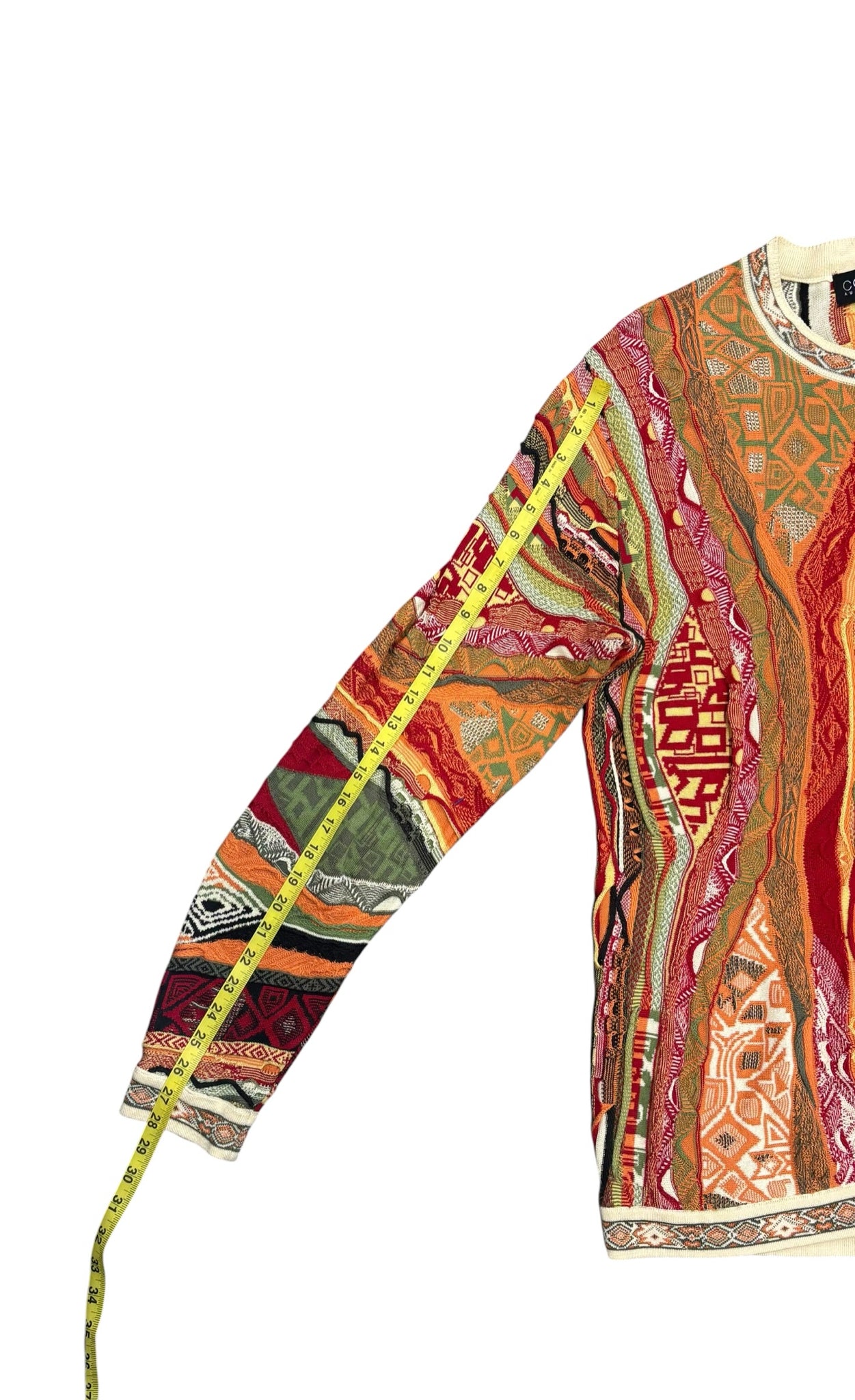 Coogi OG 50 Crewneck Mns Sz XL 3 Dimensional Knit Pullover Multi Color Rust