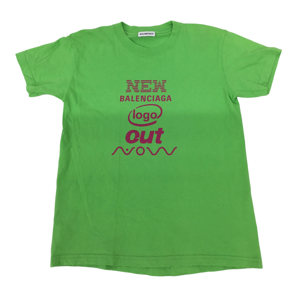 Balenciaga Green Graphic T-Shirt Womens Sz S Designer SS Logo Y2K Lime Tee