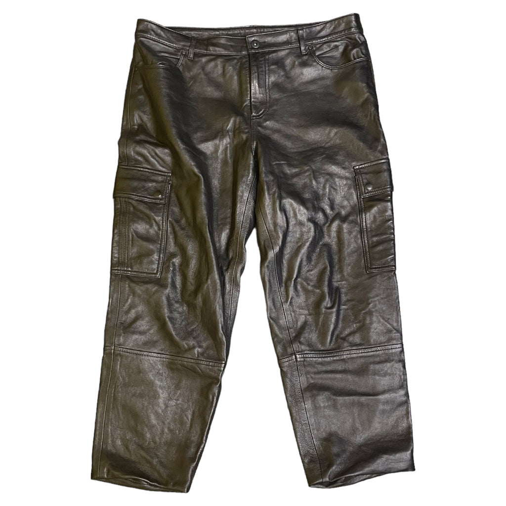 Club Monaco collection Lambskin leather women black blk pants size 10