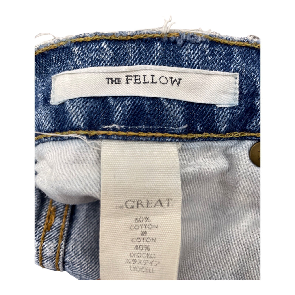 The GREAT Fellow Denim Jeans Women Size 24 Floral Embroidered Slouchy Slim Crop