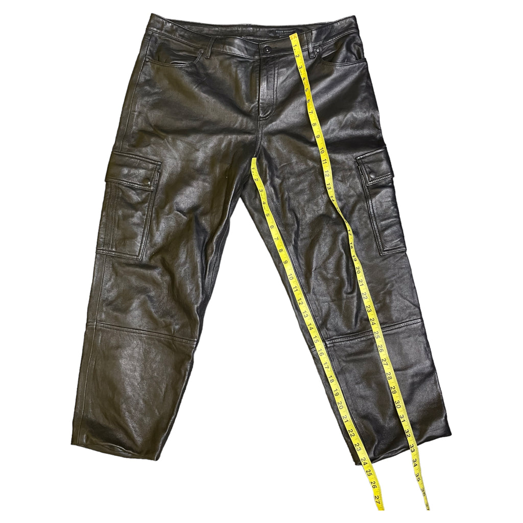 Club Monaco collection Lambskin leather women black blk pants size 10