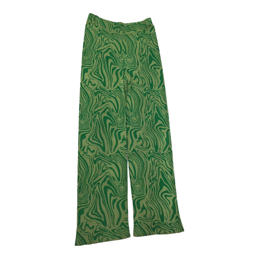 PALOMA WOOL Graphic Flare Pants Size L Green 100% Viscose Party