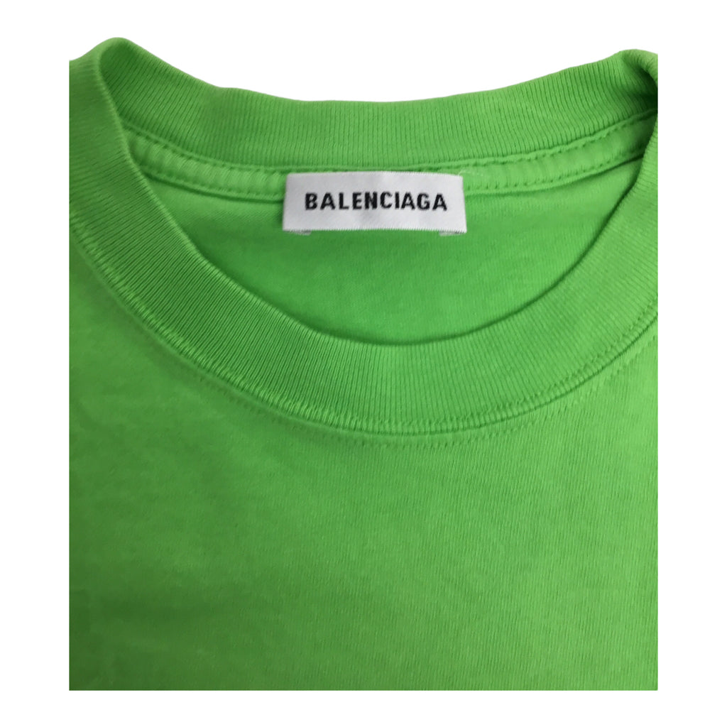 Balenciaga Green Graphic T Shirt Womens Sz S Designer SS Logo Y2K Lime conSHINEment