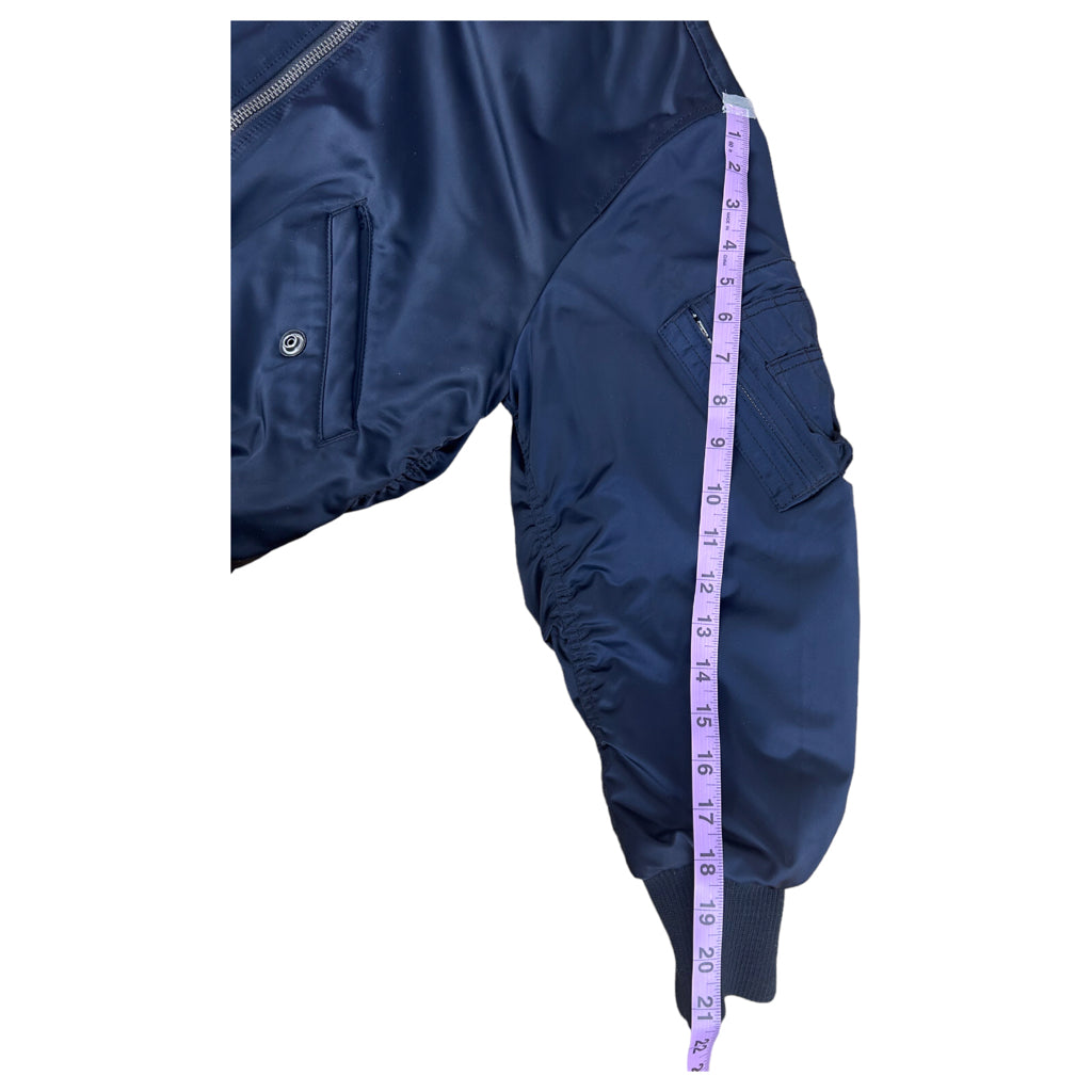 COACH BomberJacket Womens Size XS Navy Blue Waterproof Polyester Designer Coat
