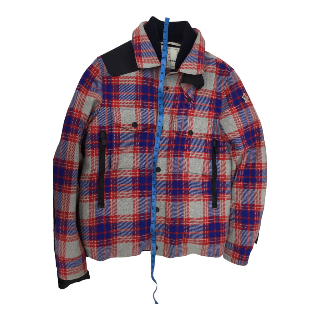 MONCLER Plaid Wool Multi-Color Red/Blue/Gray/Black Mens Jacket Sz XXL Designer
