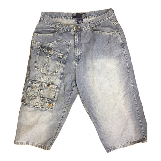 Den Em Jenz Omavi Oversize Blue Distressed Denim Shorts  Men's Size 40 Vintage