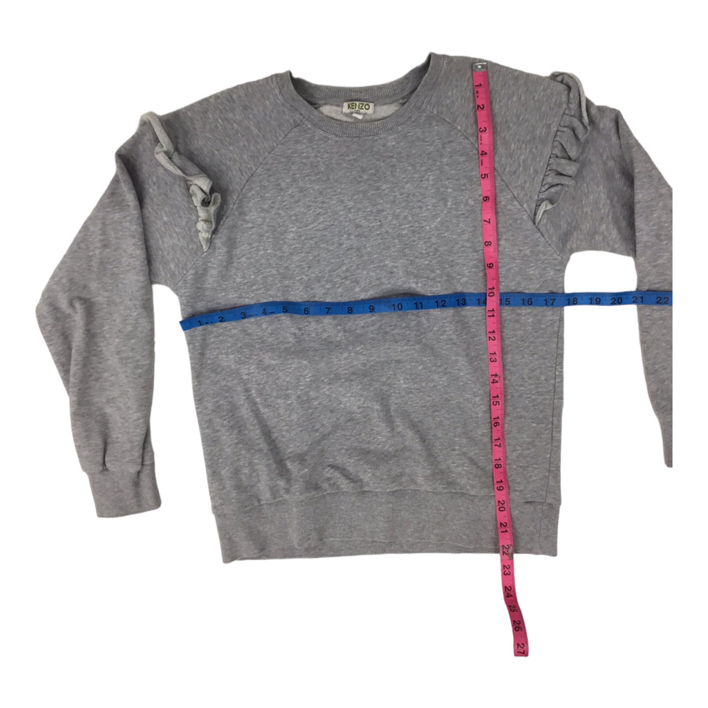 KENZO Pullover Gray Red Crewneck Sweater Longsleeve Kids Sz 14 XS Spellout Logo