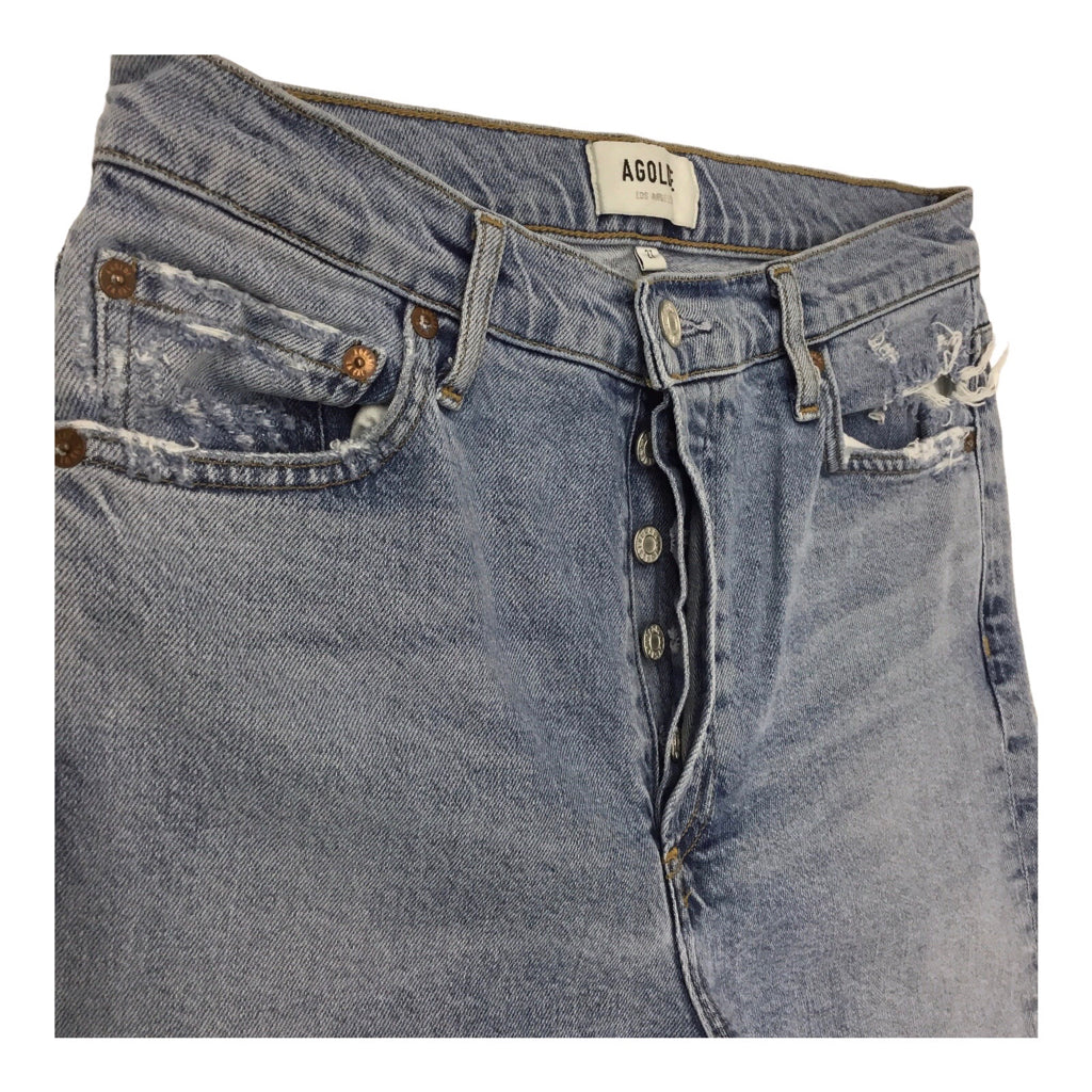 AGOLDE Women's Denim Jeans Sz 27 Light Blue Nico Distressed frayed straight