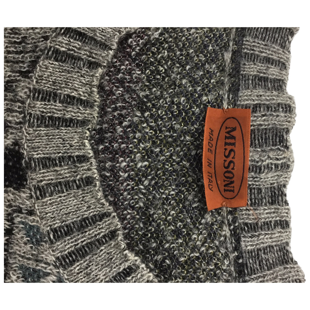 MISSONI Mens Wool Blend Alpaca Sweater Made In Italy Size 52 Gray Grey Black VTG