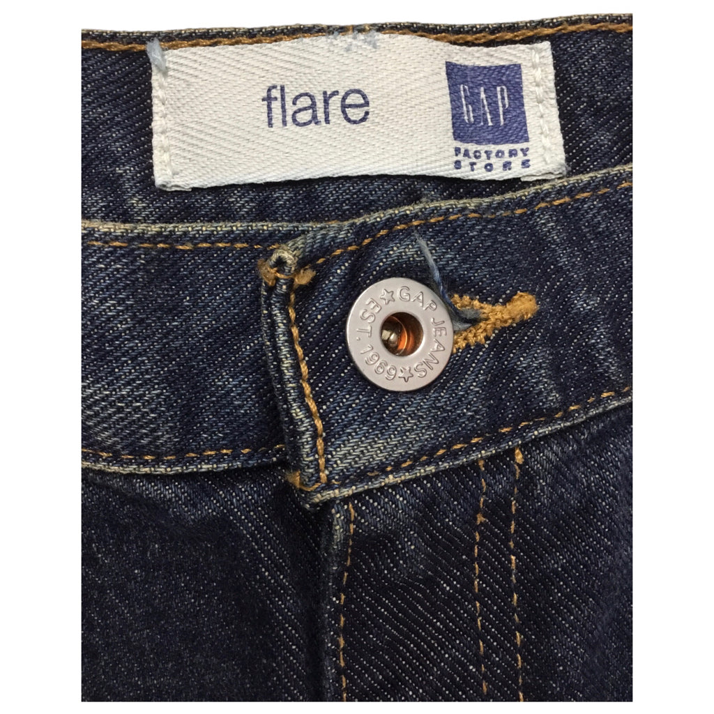 GAP Flare Denim Jeans Womens Size 0 Blue 100% Cotton Party Casual Vintage Y2K